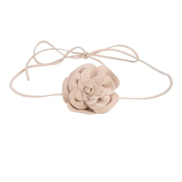 ❗️BUY NOW❗️ITEM WILL BE REMOVED SOON❗️Leather String Belt With Floral Applique Affilare Western Genuine Leather Floral Belt White Buck  main image 4